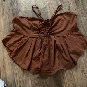 SHEIN Brown Ruched Strapless Top